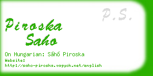 piroska saho business card