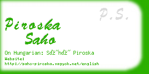 piroska saho business card